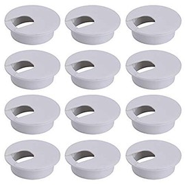 12 Pcs 1.38 Inch / 35mm Plastic Desk Cord Cable Hole Cover Grommet Computer Cable Hole Cover Plug Cap White