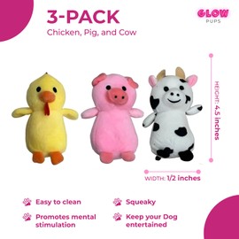 Glow Pups Hide and Seek Farm Animals in a Barn, Barnyard Animals That Squeak (3 Pack Animals (Pig, Cow, Chicken))