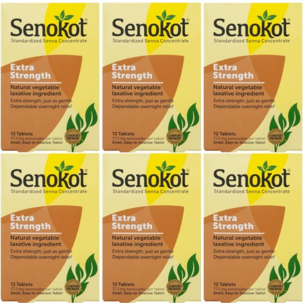Senokot Extra Strength Natural Vegetable Laxative - 12 Tablets Each (Value Pack of 6)