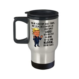 Trump Pappy Travel Mug for Grandpa Funny Fathers Day Birthday Christmas Ideas from Grandkids Republican Conservative Grandfather Political 14Oz Stainl