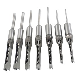 TINVHY 7PCS Woodworking Square Hole Tenon Bits Hole Saw Tenon Bits Chisel Bits Twist Bits Set