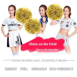 6 Pieces Cheerleading Pom Poms Party Dance Accessories Sports Pompoms Cheerleader Cheerleader Cheer (Golden), gold