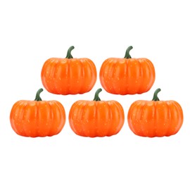 5pcs Craft Pumpkins Mini Plastic Orange Color Pumpkin Ornaments for DIY Craft Projects Kitchen Party Decoration