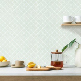 STICKGOO Arabesque Tile Peel and Stick Backsplash, 12”X12” Self Adhesive Wall Tile Stick on Tiles (Thicker Design, Light Green)