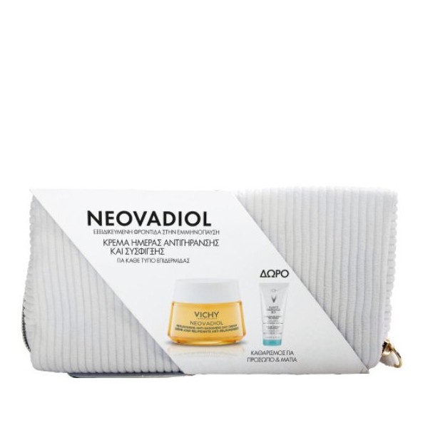 Vichy Xmas Set Neovadiol Post-Menopause Day Cream, 50ml & FREE Purete Thermale 3 in 1 Cleanser, 100ml & Velvet Toiletry Bag