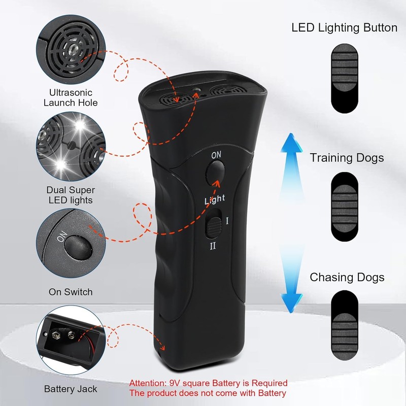 Ultrasonic Anti Barking Device for Dogs, Handheld Bark Stopper, Gentle