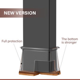 Chair Leg Floor Protectors Rectangle Chair Leg Protectors for Hardwood Floors Silicone Caps Felt Furniture Leg Pads Covers Non Slip Reduce Noise 16 Pack Clear Fit L:1-1/8" ~ 1-1/2",W:3/4" to 1"