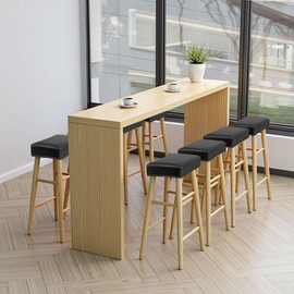 PU Leather Bar Stool Covers Rectangular, 100% Waterproof Stool Covers Rectangle Super Stretch 20% Thicker Leather Saddle Stools Cover Rectangular Counter Bar Stools with Elastic Band (4 PCS, Black)