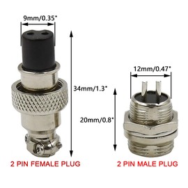 Hxchen 2 Pin Metal Male Female Panel Connector 12mm GX12-2P Silver Aviation Plug - (2 Sets)