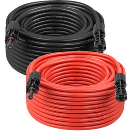 Solar Panel Extension Cable - 8AWG 50FT Solar Wire with Female & Male Waterproof Connector PV Wire for RV, Photovoltaic Systems, Home, Boat, Solar Panels, Car(50 Feet Red + 50 Feet Black)