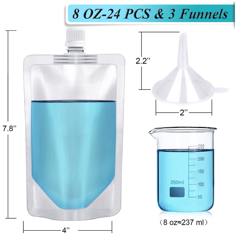 Plastic Flasks 24 PCS, 8 Oz Concealable and Reusable Drink