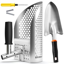 INCLY Sand Scoop & Shovel for Metal Detecting, Stainless Steel Metal Detector Accessories for Beach Shell & Rock Treasure Hunting Digging, Rust-Proof Fast Sand Sifter Rock Hounding Equipment