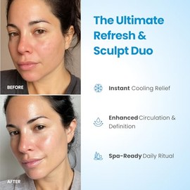 PLANTIFIQUE Rodillo de hielo facial y juego de Gua Sha de acero inoxidable - Herramientas de masaje para el cuidado de la piel con crioterapia - Juego