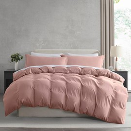 Hearth & Harbor Queen Duvet Cover Set - Queen Soft Prewashed Blush Pink Duvet Cover, 3 Piece Set with Zipper Closure, 1 Duvet Cover 90x90 inches and 2 Pillow Shams