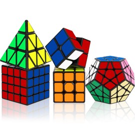 Speed Cube Set, Aitey Qiyi Magic Cube Bundle 2x2 3x3 4x4 Pyramid Megaminx Speed Cube Puzzle Toys for Kids & Adults (5 Pack)