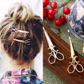 Scissor Hair Clip - Decorative Hair Fastening Accessory Gift Pin Hair Clip Gold GD06648 100ea