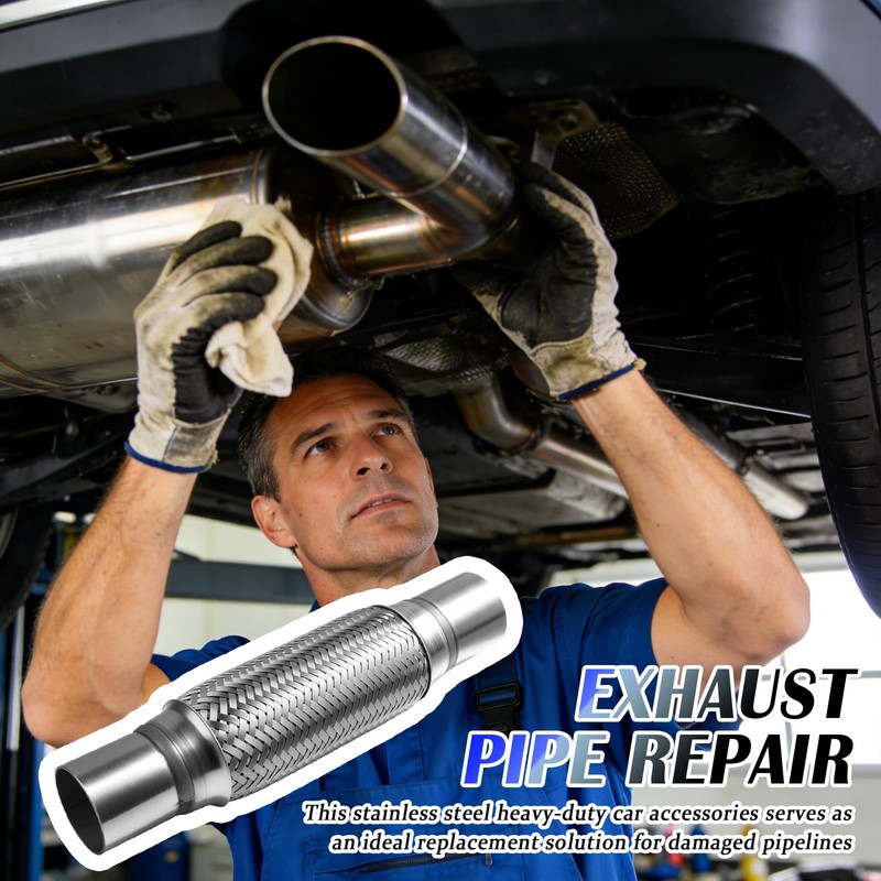 8" x 2" Stainless Steel Flex Pipe Exhaust,Double Braided Exhaust