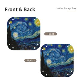 The Starry Night Van Gogh Leather Vanity Tray Desktop Storage Organizer Decor Catchall Perfume Bathroom Valet Tray Nightstand Caddy Holder for Remote Controller Keys Phone Wallet Coin Jewelry, S