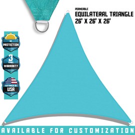 TANG Sunshdes Depot 26' x 26' x 26' Sun Shade Sail Triangle Canopy Shade Cover UV Block for Backyard Pergola Porch Deck Garden Patio Outdoor Activities (Turquoise Green)