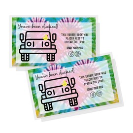 You've Been Ducked Card | 50 Pack | 2x3.5 inches Business Card Size | Tie Dye Heart Design Ducking Card Tags to Attach to Rubber Ducks