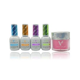 Triple Vitamin Dip Powder Nail Liquid Set 4 18ml with Cali Girl Color Dipping Powder 2oz - Bond, Gel Base Activator Gel Top - NO LED UV LAMP Needed, Nail Dipping Powder DIY Professional Home Salon