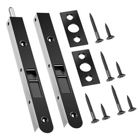 Ceoighe 2 Pack 7 Inch Flush Bolt for Double Door, Heavy Duty Chrome Plating Flush Latch Bolts, French Lock for Opening and Composite Wood Double Dummy Door (Black Plating Color)