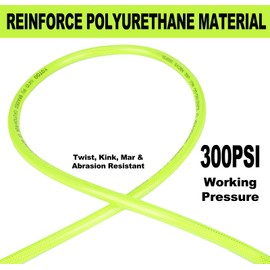 YOTOO Reinforced Polyurethane Recoil Air Hose 1/4" Inner Diameter by 10' Long, Heavy Duty, Flexible Air Compressor Hose with Bend Restrictor, 1/4" Swivel Industrial Quick Coupler and Plug, Green