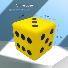 funnysquee 3.1 Inches Foam Dice Toy: A Fun-Filled, Kawaii Dices Educational Toy for Kid Board Game and Learning Sessions (Fortunate Yellow)