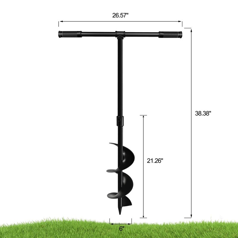 LONGRUNNEW Heavy-Duty Manual Garden Auger Drill Bit - 6" x
