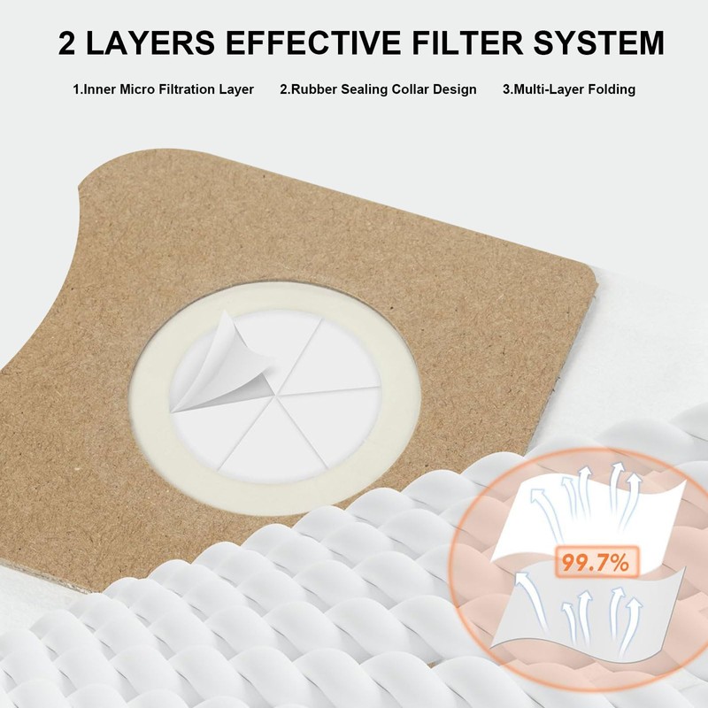 14 Pack 23743 VF3502 Vacuum Bags Compatible with Ridgid 12-16