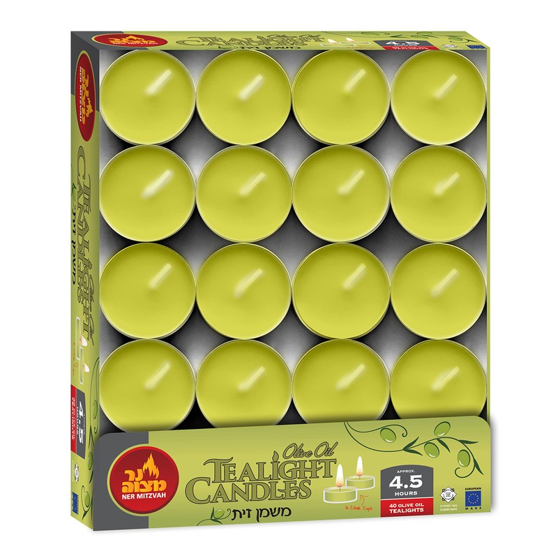 Olive Oil Tea Light Candles - 40 Pack - Clear