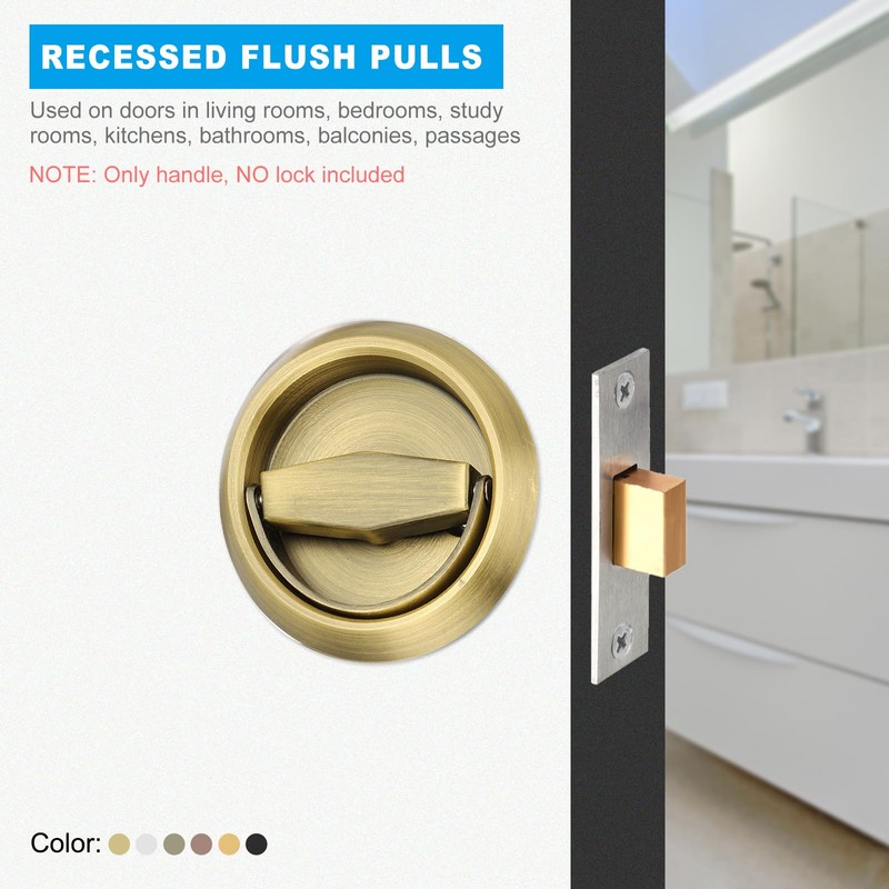 PATIKIL Recessed Door Handles, 2 Pcs Round Flush Pulls Stainless
