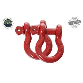 Overland Vehicle Systems Recovery Shackle 3/4" 4.75 Ton - Red Two Stage Powder Coat Finish - Universal Fitment - Used for Automotive Recovery and Towing - Sold in Pairs