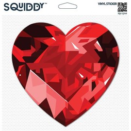 Squiddy Ruby Red Gem Heart - Vinyl Sticker Decal for Phone, Laptop, Water Bottle (2.5" Wide)