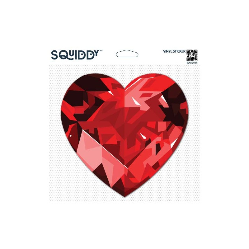 Squiddy Ruby Red Gem Heart - Vinyl Sticker Decal for