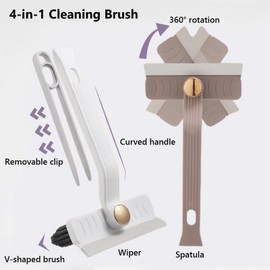 Multi-Function Rotating Crevice Cleaning Brush, Hard Bristle Crevice Cleaning Brush for Household use, Upgraded 4-in-1 Gap Cleaning Brush for Kitchen Bathroom (2, Brown)
