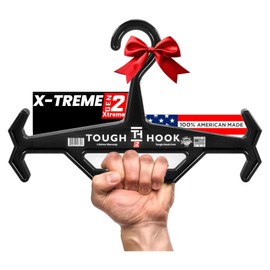 Tough Hook Original Xtreme Heavy Duty Hanger - The Superhero of Hangers USA-Made 200lb Capacity - Anti-Slip Design for Police Body Armor, Scuba BCD & Wetsuits - Durable ABS DuraResin, 1 Pack Black