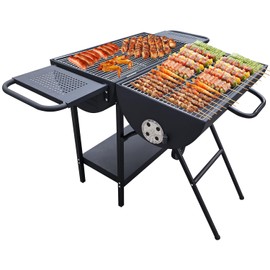 guogiyala Charcoal Grill - Charcoal Barrel Grill with side shelf, Large Stainless Steel BBQ Grill suitable for outdoor camping,backyards, and patios (Extra Large)