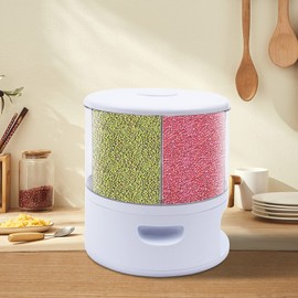 24 Lb Rice and Grain Storage Container, 360° Rotating Food Dispenser Measuring Cylinder with Lid Moisture Resistant Household, Airtight Storage of Black Rice, Yellow Rice and Other Small Beans