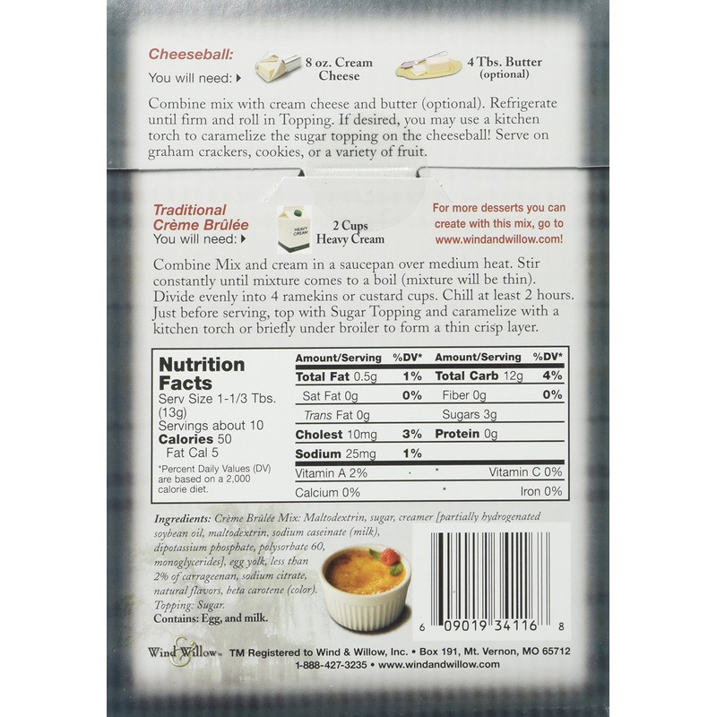 Wind and Willow Creme Brulee Cheeseball & Dessert Mix -