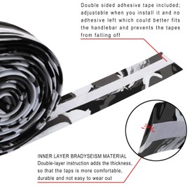 TOPCABIN 2 Rolls Bicycle Handlebar Tapes Camouflage Series Comfort GEL Road Bike Handlebar Tape Bike Bar Tape with Reflective Bar Plugs ((a pair) White)