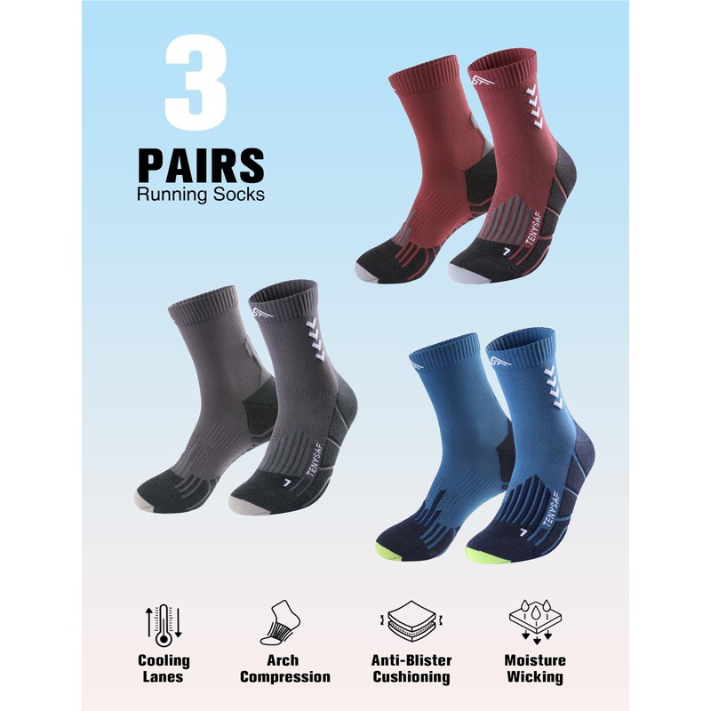 Compression Crew Running Socks: Athletic Socks for Men Women with