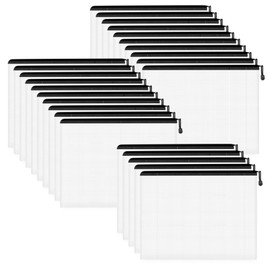 AKOLAFE 25Pcs Mesh Zipper Pouch Bags Large Zipper Bags for Organizing 17"x12" Plastic Envelopes with Zipper File Bags Waterproof Document Pouch Zip Folder A3 File Envelopes for Classroom Office Travel