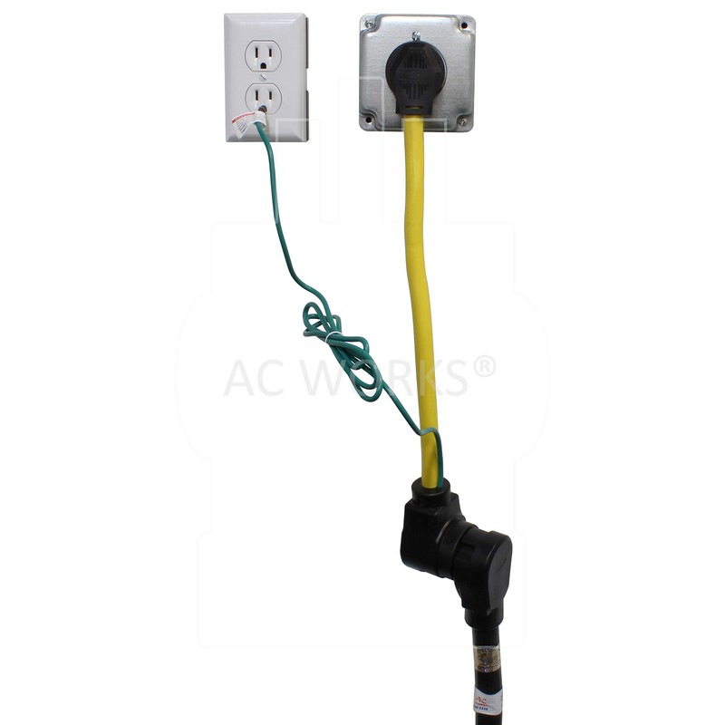 AC WORKS RV/EV 14-50R 50-Amp Adapter (3-Prong 50A Range Outlet