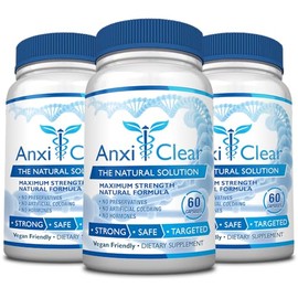 AnxiClear Consumer Health Boosts Mood, Calms The Mind, Elevates Serotonin Levels - 5-HTP, L-thianine - 3 Month Supply - Made in The USA