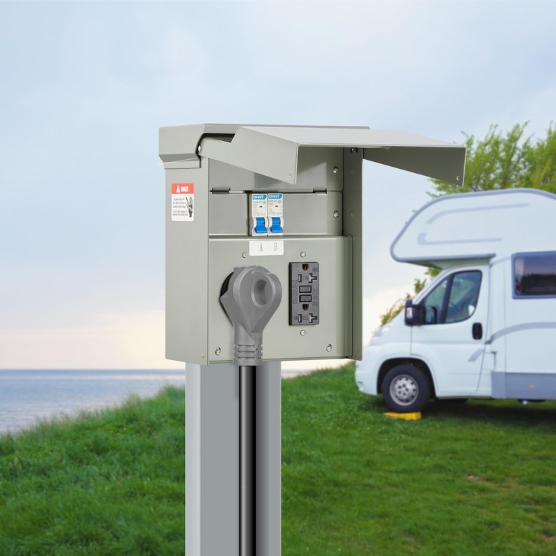 VEVOR Temporary Power Outlet Panel, RV Electrical Breaker Box with
