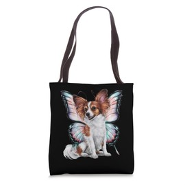 Cartoon Papillon dog with butterfly wings Tote Bag