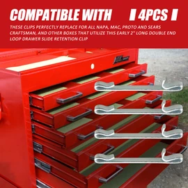 4 Pcs Early 2'' Double Loop Style Tool Box Drawer Slide Retaining Keeper Clips for Napa Mac Matco Proto Sears Craftsman Toolbox