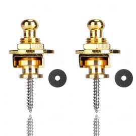 Musiin Guitar Strap Lock, Button Guitar Strap Lock Set with Secure Quick Release, Made of Metal Material, Suitable for Electric Guitar, Bass, Acoustic Guitar (2-Pack, Gold)