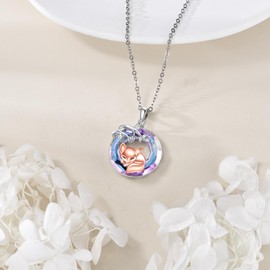 AXOMY Fox Necklace for Women 925 Sterling Silver Fox Pendant Necklace with Crystal Animal Fox Jewelry Gift
